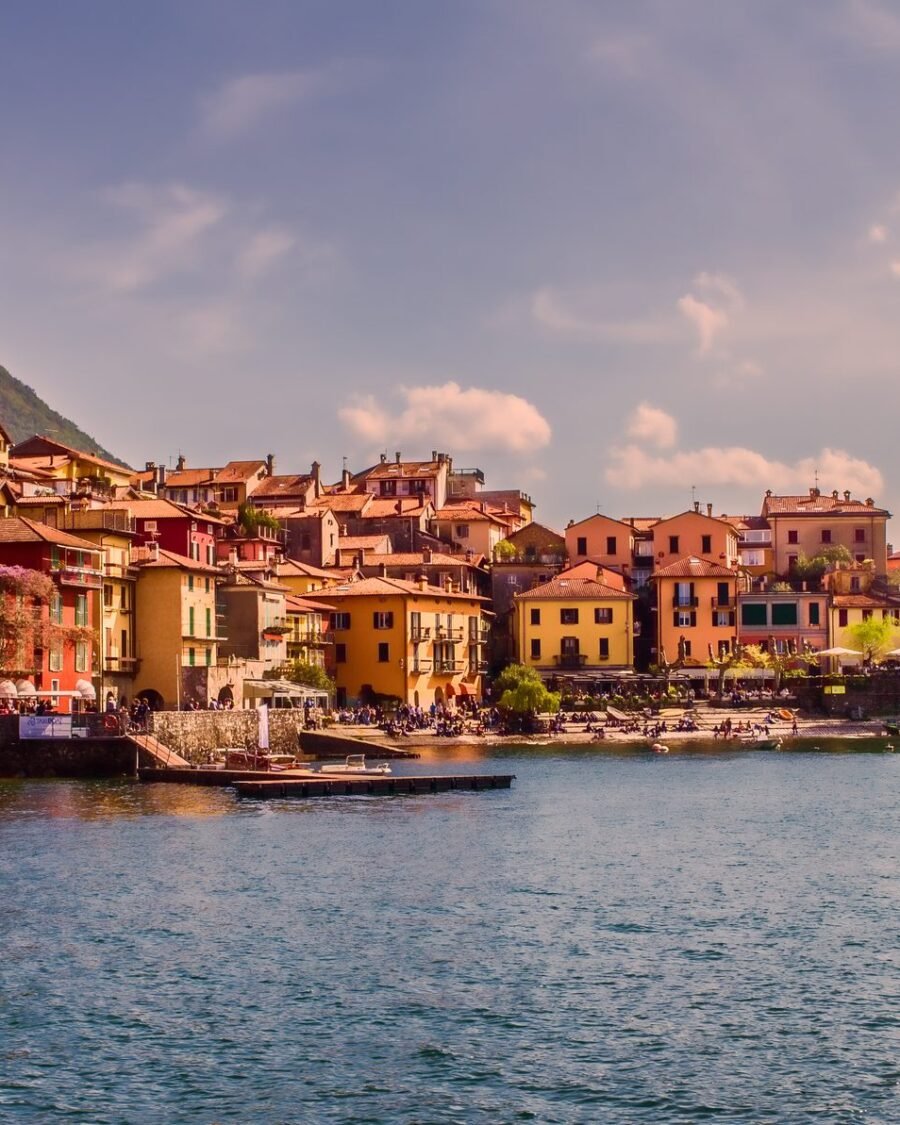 Colourful lakefront houses of Varenna on Lake Como