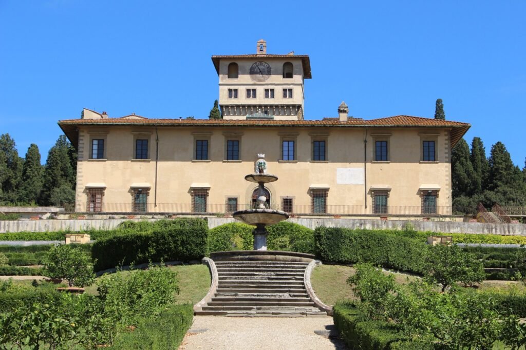 Villa Medicea La Petraia with its tower and terraced garden near Florence